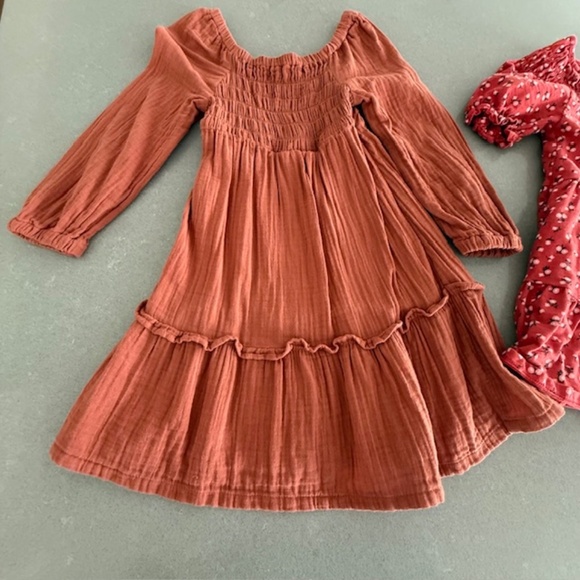 2 Little Girl Old Navy XS (4-5)  Red Rust A-Line Dresses (Worn 1-2 times) EUC - Picture 2 of 8